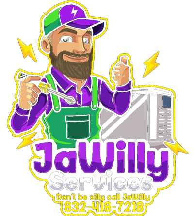 JaWilly Services mascot, a technician giving a thumbs-up beside a home generator