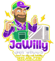 JaWilly Services mascot logo — Don't be silly, call JaWilly, 832-418-7218